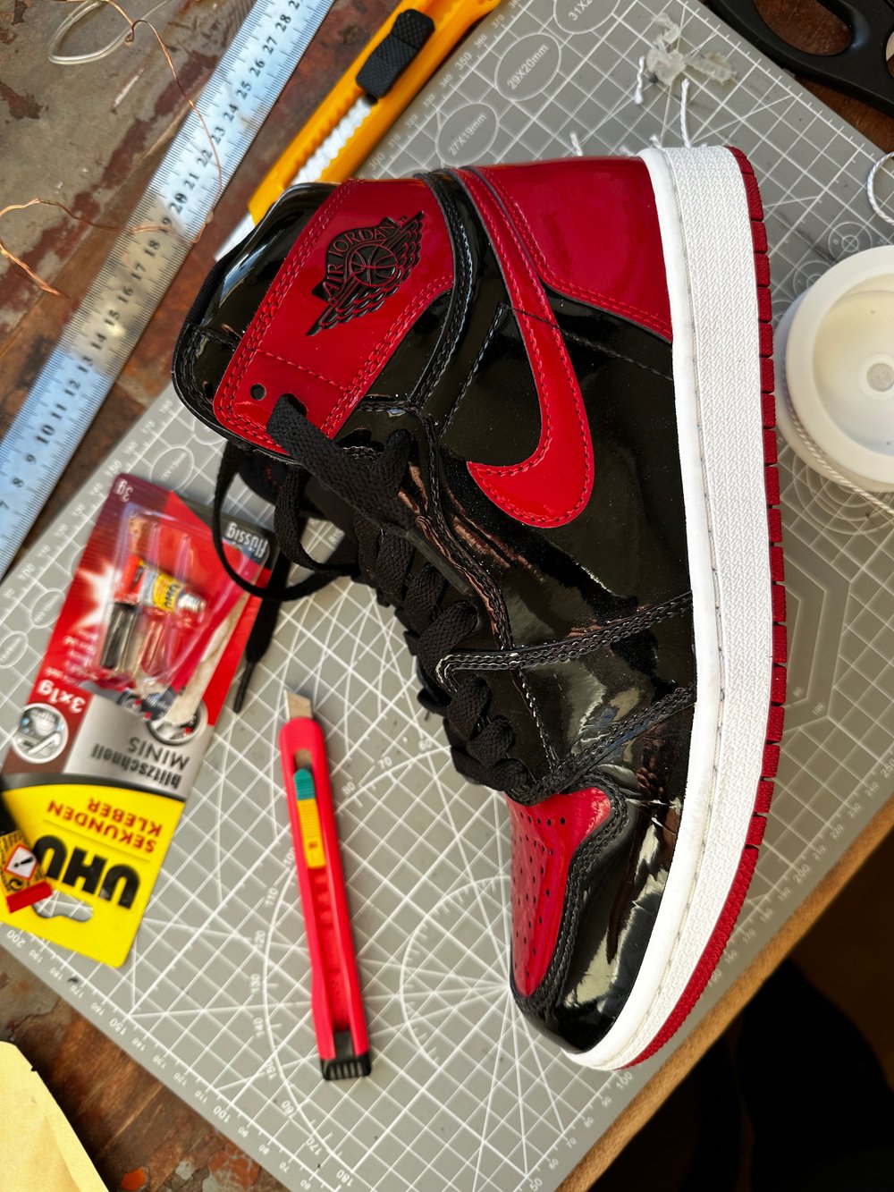 Christmas Ball Jordan 1 Patent Bred