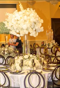 Image 1 of 80 cm white  rose and cherry blossom  flower balls for rent only 