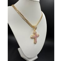Image 1 of Pink Diamond Cross Chain 