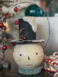 Image 1 of Antique Inspired Snowman Candy Container 2 