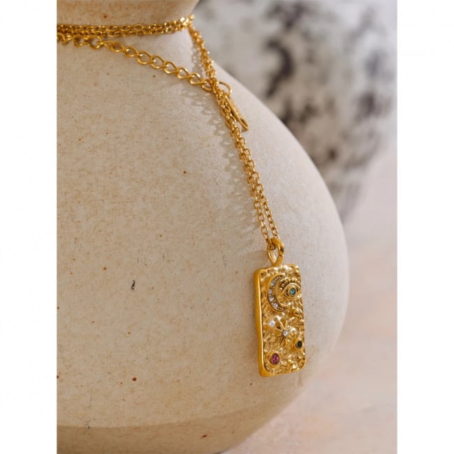 Image of ESTRELLA 18ct Gold Plated Celestial pendant necklace 