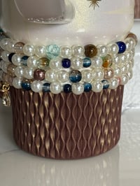 Image 2 of Starlight Shimmer Moon and Stars| Cream, Navy, and Gold  Tumbler Bracelet Stack
