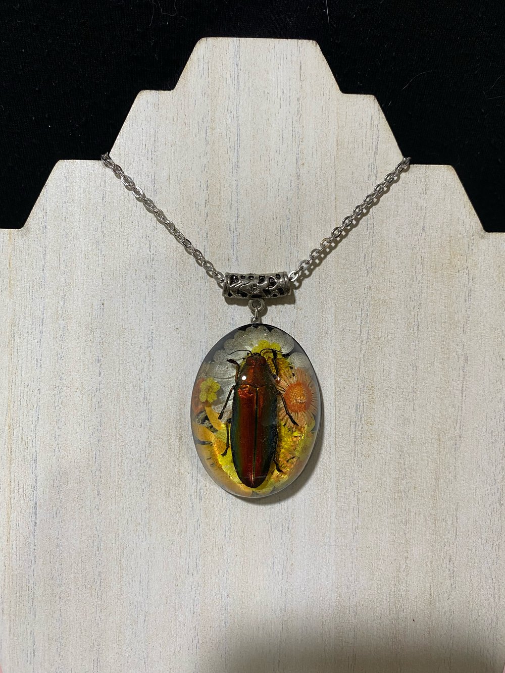 Floral Jewel Beetle Pendant 