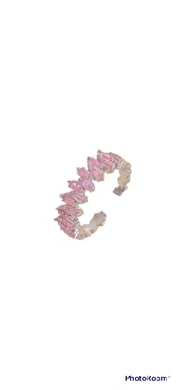 Adjustable Diamanté Ring (Silver&Pink) 