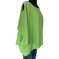 Image 2 of Oh My Gauze Green Cotton Oversize Top with Cut Out Sleeve - Size 3 XXL Women’s