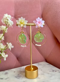 Image 3 of Lotus and Lily Pad Earrings