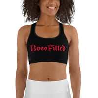 Image 1 of BOSSFITTED Black and Red Splash Sports Bra