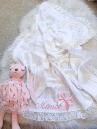 Image 3 of Lacey cellular blankets embroidery available 