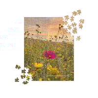 Image 1 of  Cosmo, Cowpen Daisies, and a Rainbow - Jigsaw Puzzle - 252 Pieces