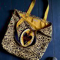 Image 6 of Black  or red Sacred Heart Bag with cheetah cotton fabric