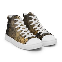 Image 2 of Black and Gold Tattered Textured Look Goth Women’s high top canvas shoes