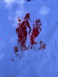 Image 1 of White t shirt with red pussy print (large)