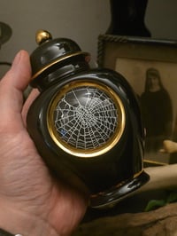 Image 2 of Large Black And Gold URN with Real Preserved Web 2