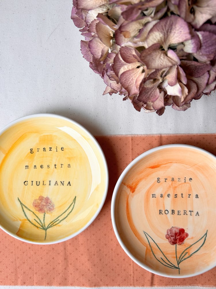 PIATTINO PERSONALIZZATO MAESTRA - NOME + FIORE