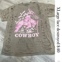 Xlarge Cowboy pink lace destroyed