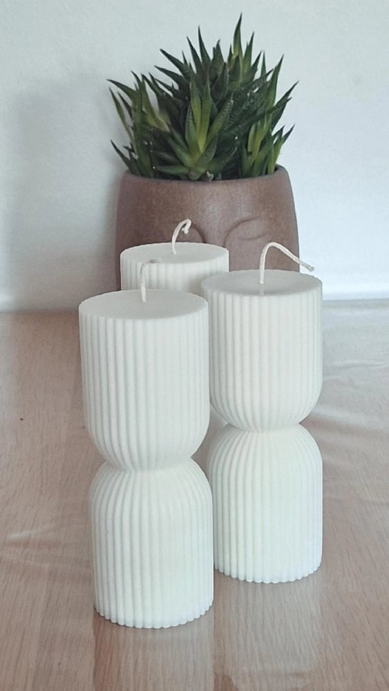 Hourglass Pillar Candle-Modern Home Decor/Unique Sculpture Candle Image 3