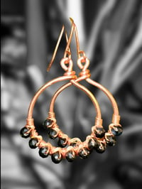 Image 2 of Black Agate Hoop Earrings