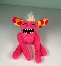 Image 1 of Small Weighted Very Happy Monster -  Pink