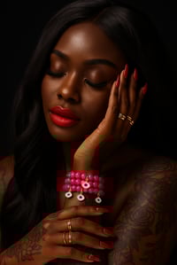 Image 2 of Hot Pink Jade Bracelet Stack for Confidence & Protection