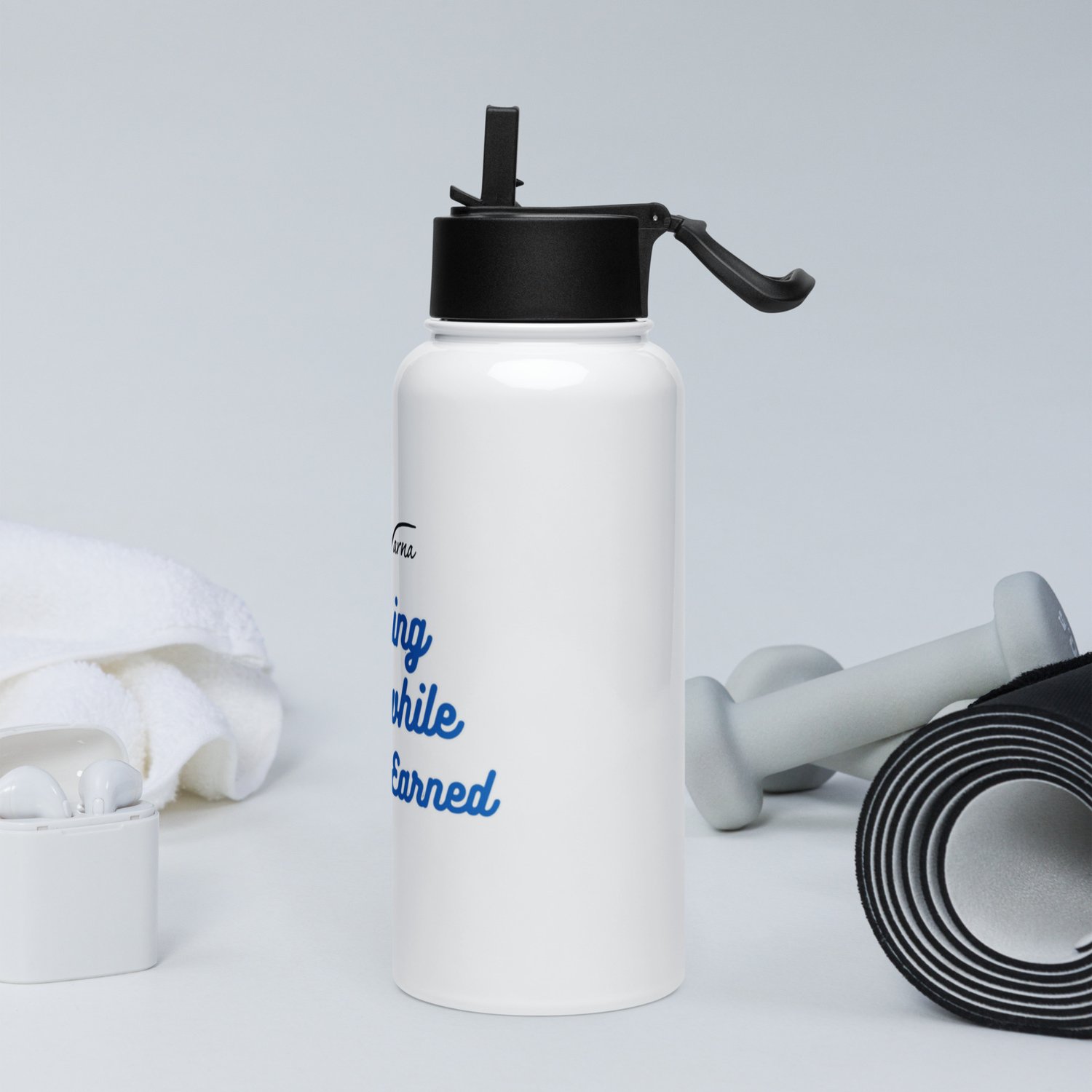 Image of Stainless steel water bottle with a straw lid