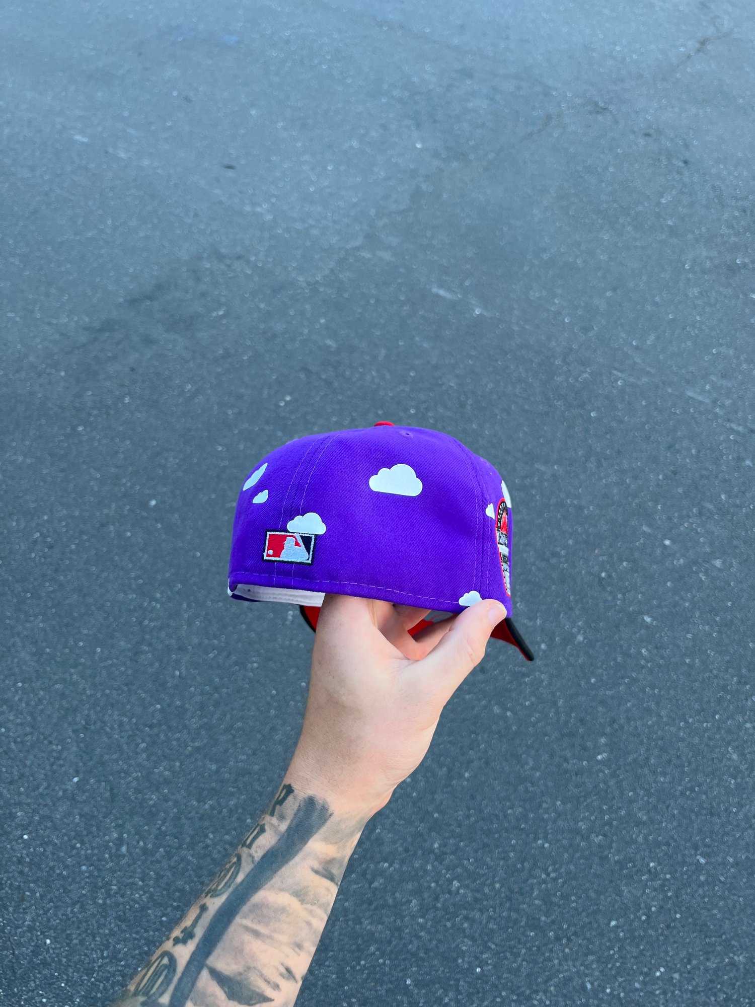 Image of RED BRIM PARTLY CLOUDY  COLORADO ROCKIES CUSTOM FITTED CAP