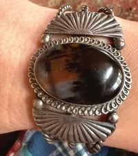 Image 1 of Vintage Petrified Wood and Rope cuff