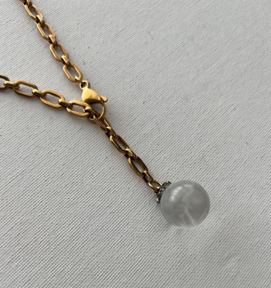 Image of BREEZE • Crystal Ball Clear Quartz Lariat