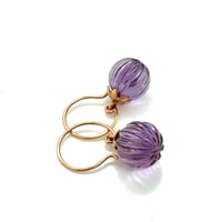 Image 1 of Lotus Fluted Gemstone Earrings Amethyst, Prasiolite, Rose Quartz