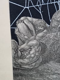 Image 4 of Large-  STATEMENT PIECE "1800's Dante Inferno Gustave Dore" page with preserved spider web - B