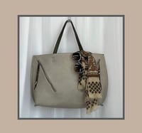Image 1 of STEVE MADDEN taupe and army green vegan leather square handbag