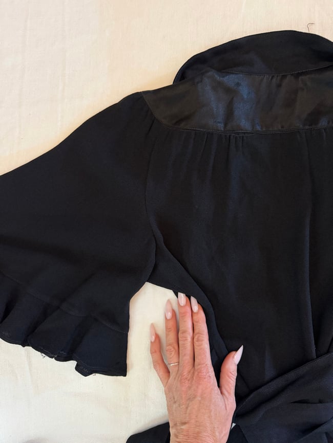 late 1960s Ossie Clark black wrap rock and roll trouser suit pants 