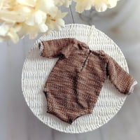 Image 2 of Devin newborn romper - brown melange