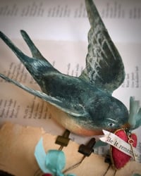 Image 2 of Swallow and Small Heart Ornament with “Be it remembered” quote