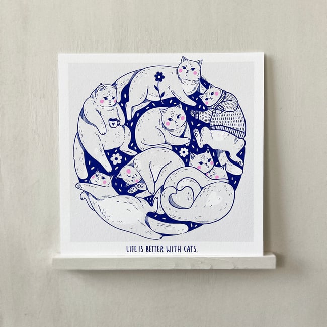 Better with Cats - (20x20cm) FineArt Print 