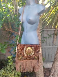 Image 2 of Yellowstone cross over body bag fringes / Moroccan stone LEOPARD