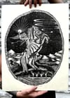 “Triumph” linocut print