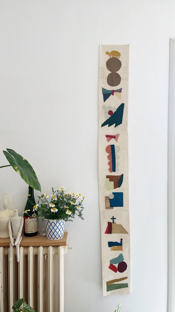 Image of wall decor (collage with vegetable dye fabrics)