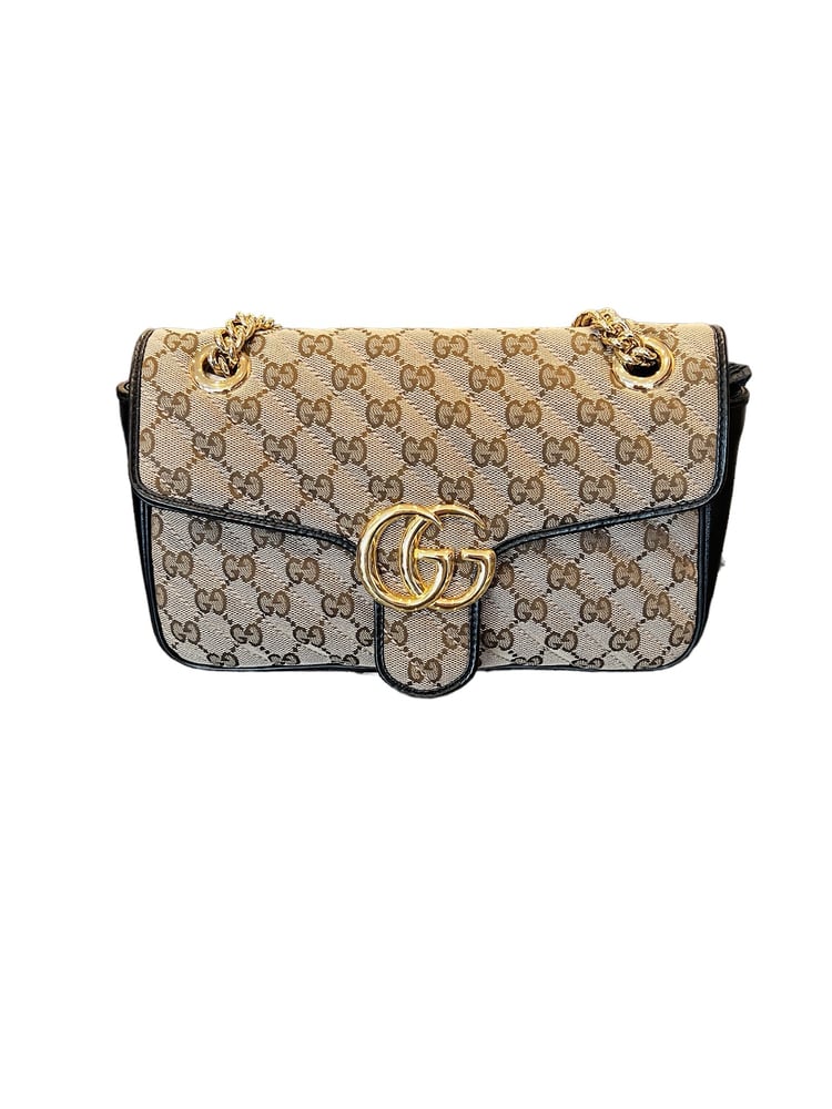 Image of Gucci Small Monogram GG Marmont Handbag 1168-1