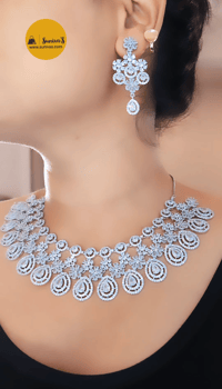 Image 1 of Jasmine-Stunning AD Necklace Set with Earrings