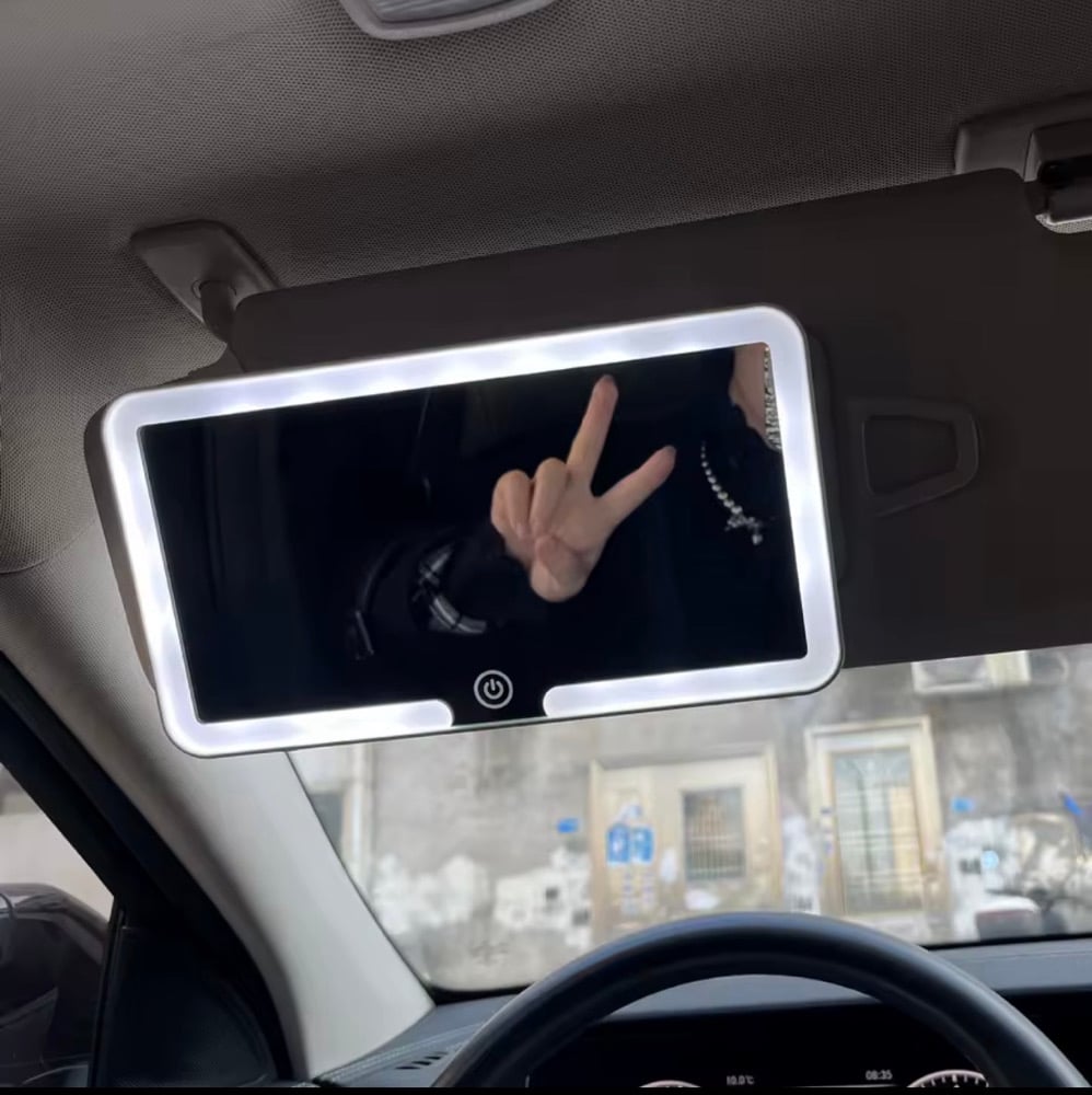 Image of Car Interior Mirrors Sun Visor Plate LED Mirror for Women Rechargeable Universal Vanity Mirror