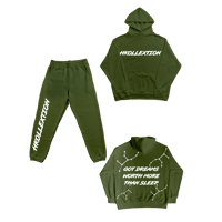 Image 1 of Dreams Sweatsuit - Olive Green W/White