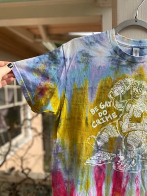 Image of MEDIUM Godzilla Be Gay Do Crime Tie Dye Shirt 8