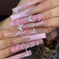Image 4 of 24Pcs Long Coffin French Ballet Press on Nails
