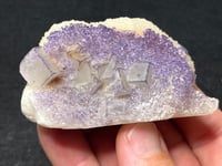Image 2 of QR Code Fluorite On Druzy Quartz Matrix Specimen #2588