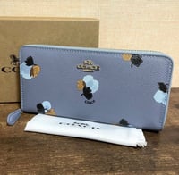 Image 2 of Coach Light Blue Floral Zip long Wallet 