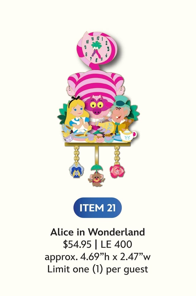 Image of Alice in Wonderland cuckoo clock pin le 400 