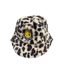 Fuzzy leopard bucket hat 