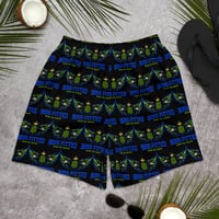 Image 2 of Black Blue and Neon Green Men's BOSSFITTED Shorts