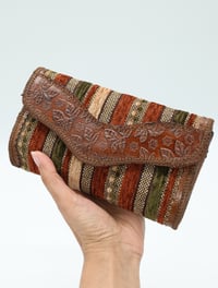 Image 16 of Syrian Leather Clutch Bags Gold/Brown Print