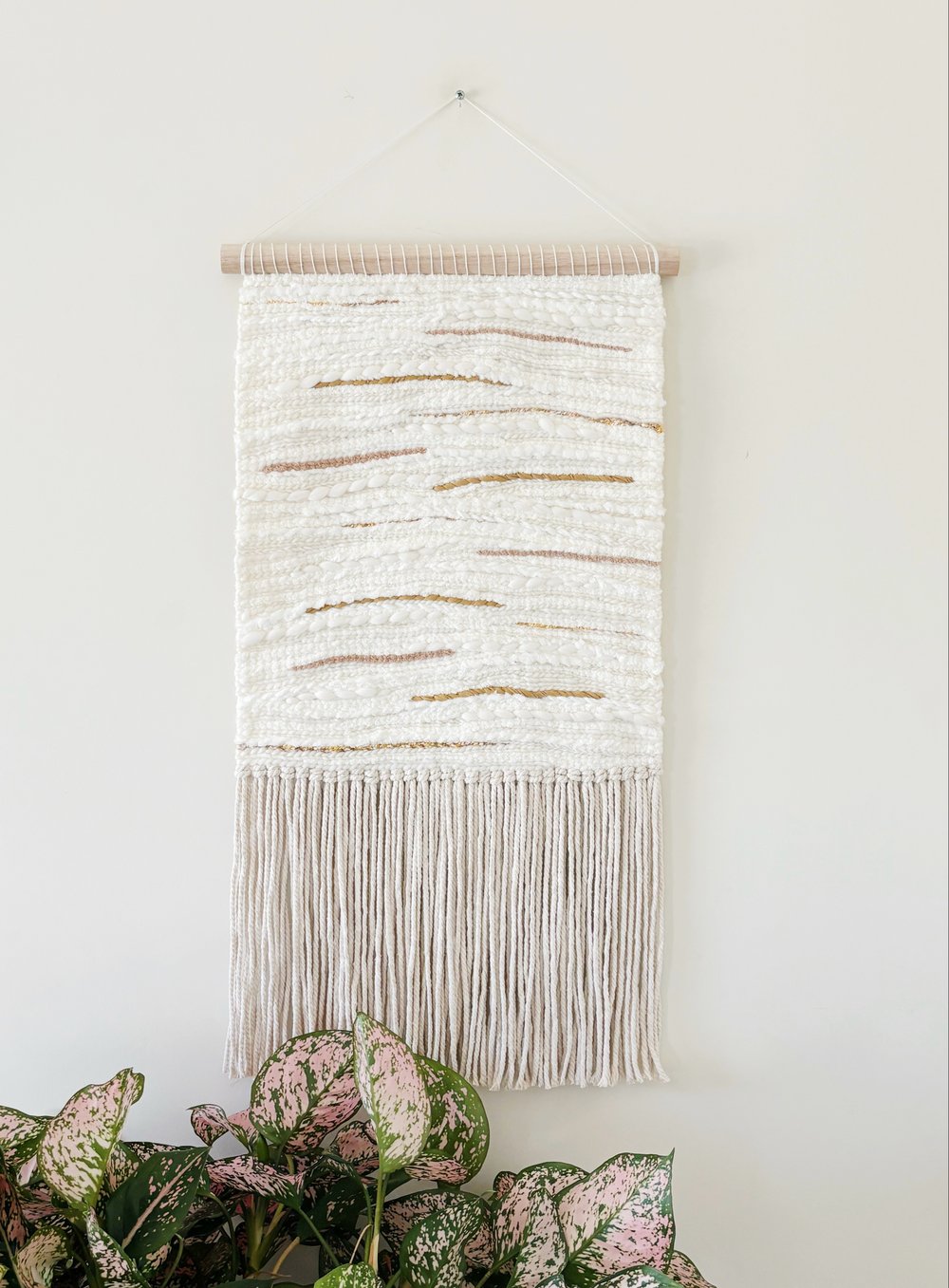 Image of Woven Wall Hanging - White, Textured, Abstract (large).